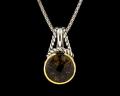 8029P-SQ	18K Gold & sterling silver smoky quartz pendant 

